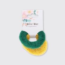 Load image into Gallery viewer, Set of 2 Furry Hairbands Ochre / Bottle Green - Forever England
