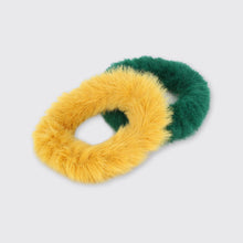 Load image into Gallery viewer, Set of 2 Furry Hairbands Ochre / Bottle Green - Forever England
