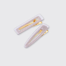 Load image into Gallery viewer, Set of 2 Glitter Hair Clips- Silver - Forever England