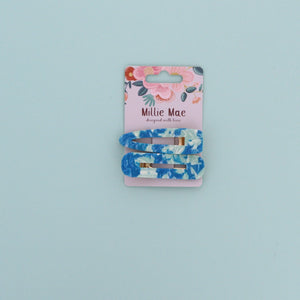Set of 2 Milky Marble Hair clips- Blue - Forever England