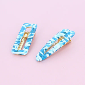 Set of 2 Mosaic Hair Clips Blue - Forever England