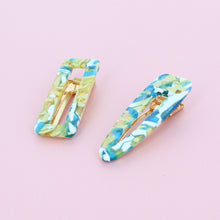 Load image into Gallery viewer, Set of 2 Mosaic Hair Clips Green - Forever England