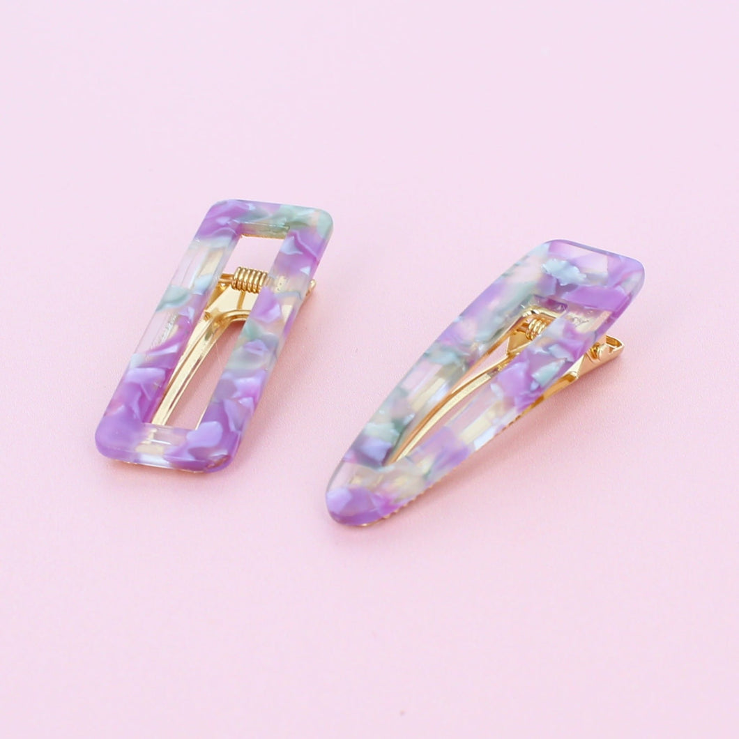 Set of 2 Mosaic Hair Clips Lilac - Forever England