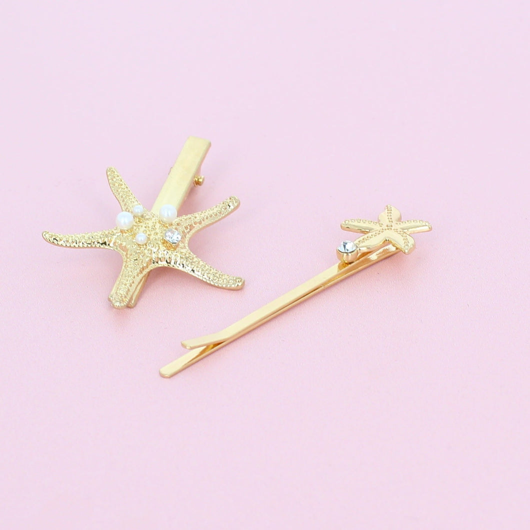 Set of 2 Starfish Hair Clips - Forever England