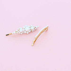 Set of 2 Thin Pearl Hair Clips - Forever England