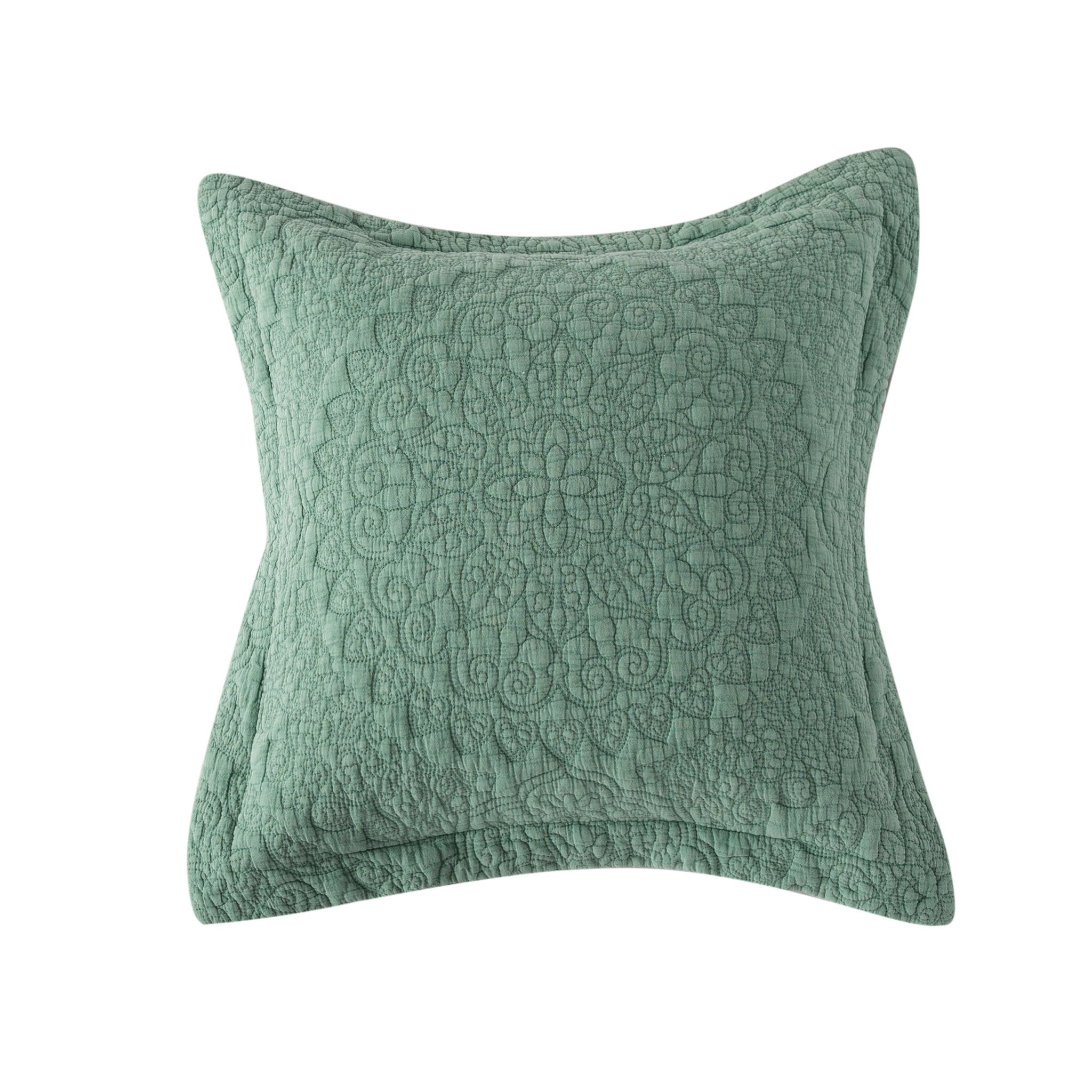 Stonewash Cotton Sage Green Continental Pillowsham - Forever England