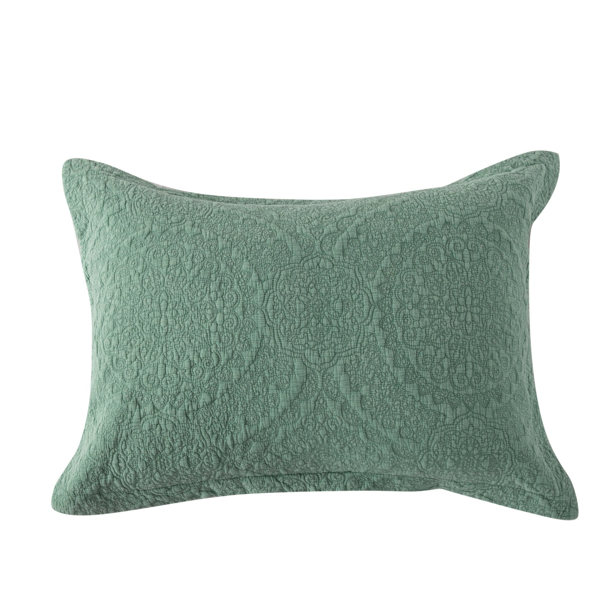 Stonewash Cotton Sage Green Continental Pillowsham - Forever England