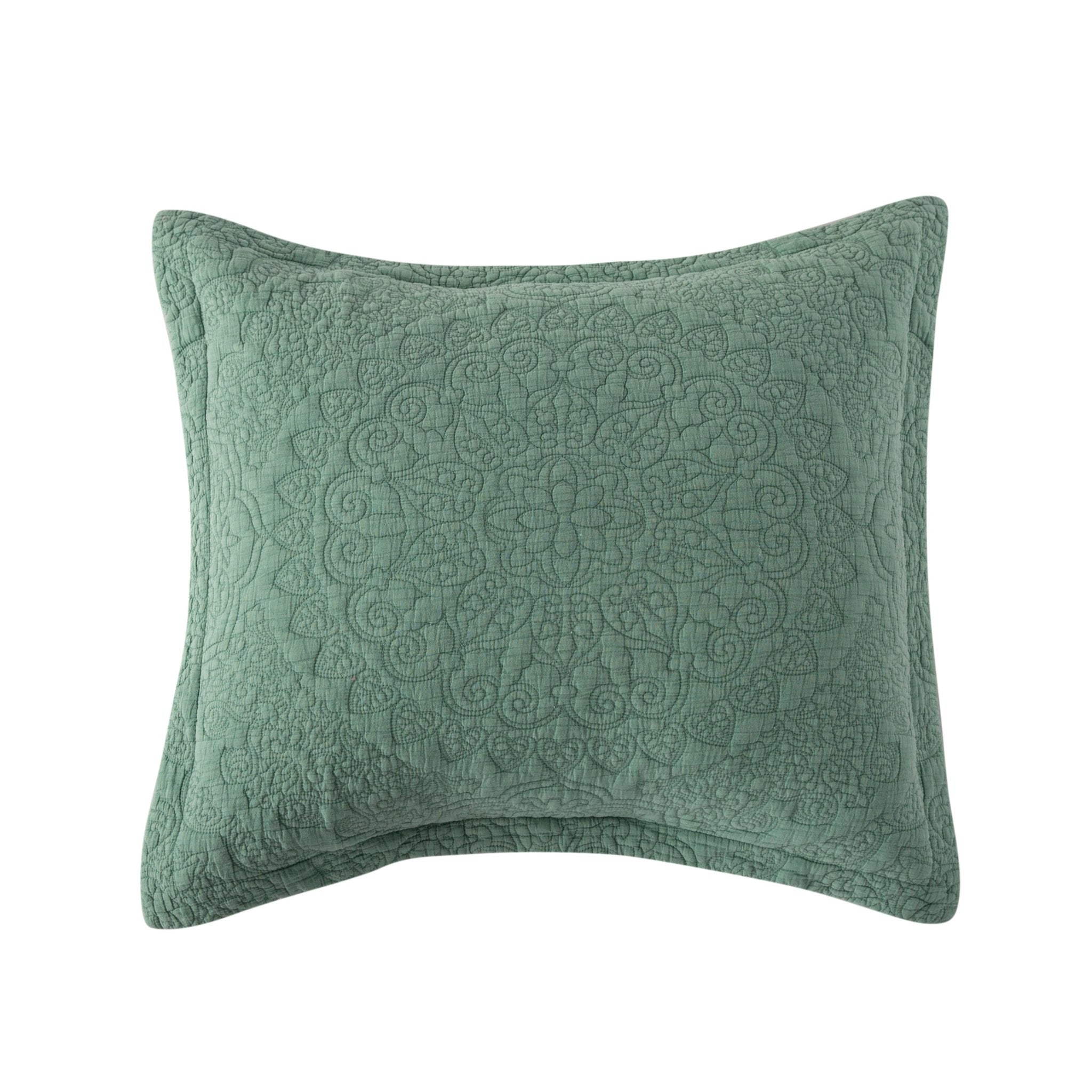 Stonewash Cotton Sage Green Continental Pillowsham - Forever England