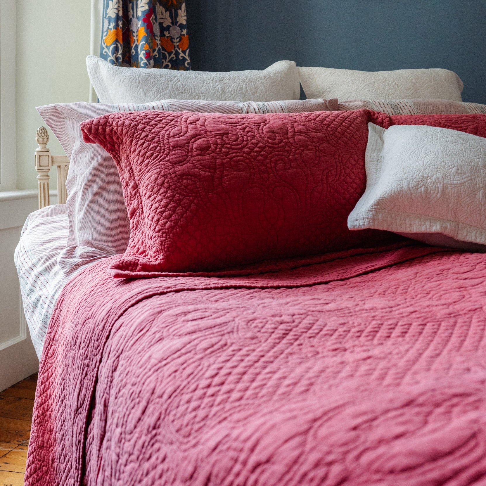 Stonewash Cotton Terracotta Bedspread - Forever England