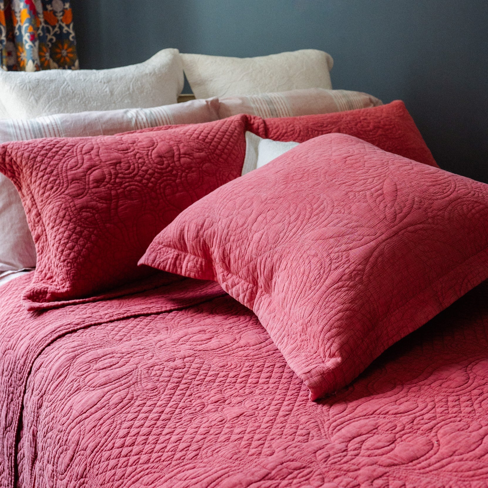 Stonewash Cotton Terracotta Standard Pillowsham - Forever England