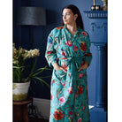 Teal Exotic Flower Print Dressing Gown - Forever England