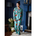 Teal Exotic Flower Print Pyjamas - Forever England