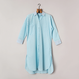 Heather Blue Embroidered Shirt