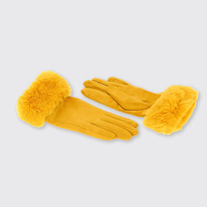 Viola Gloves with Fur Edge Ochre - Forever England