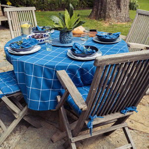 Wide Check Blue Tablecloth 140x180cm - Forever England