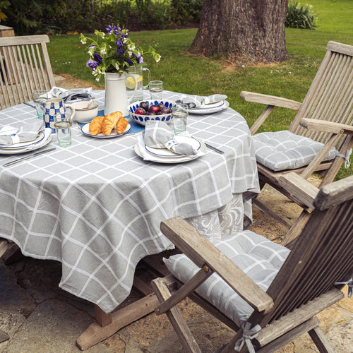Wide Check Grey Seat Cushion - Forever England