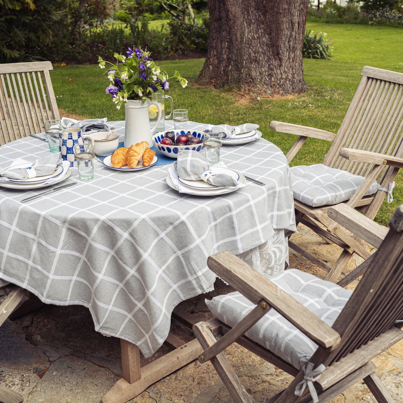 Wide Check Grey Set of 4 Napkins - Forever England