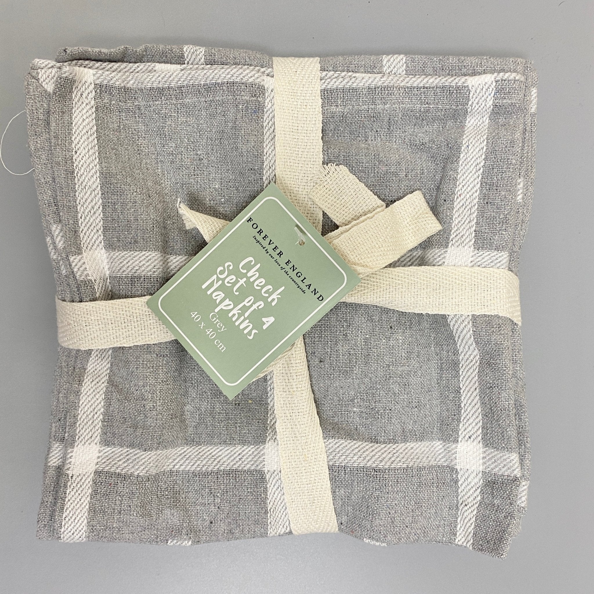 Wide Check Grey Set of 4 Napkins - Forever England