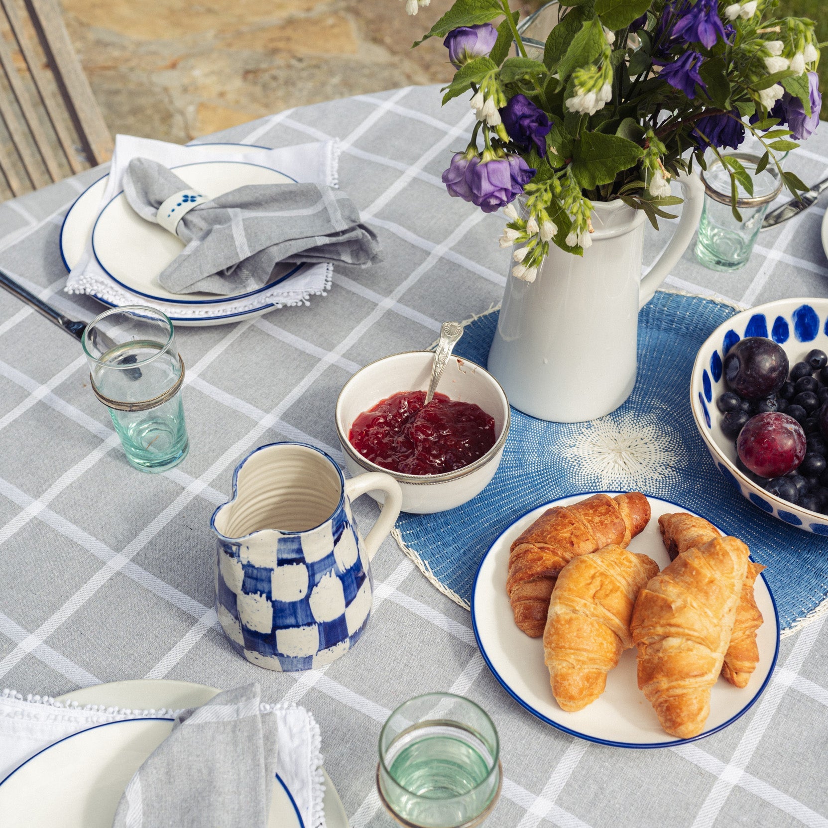 Wide Check Grey Set of 4 Napkins - Forever England