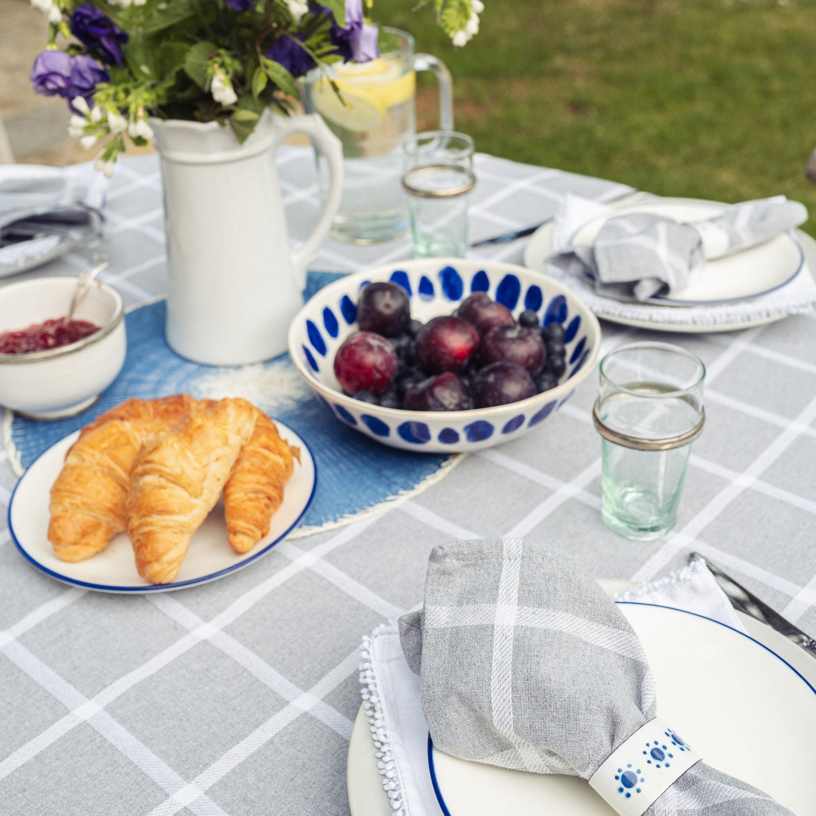 Wide Check Grey Set of 4 Napkins - Forever England