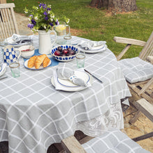 Load image into Gallery viewer, Wide Check Grey Tablecloth 140 X 180cm - Forever England